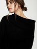 Lori cashmere off shoulder black sweater close up