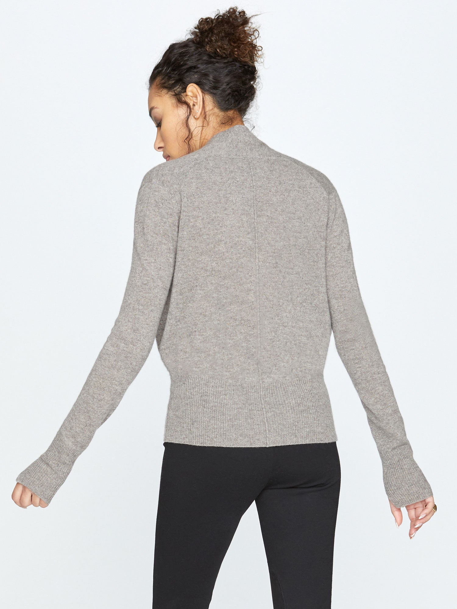 Cashmere Sweater, Wrap Front, Long Sleeves, Rib Hem