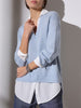 Looker light blue layered v-neck sweater front view