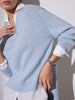 Looker light blue layered v-neck sweater side view