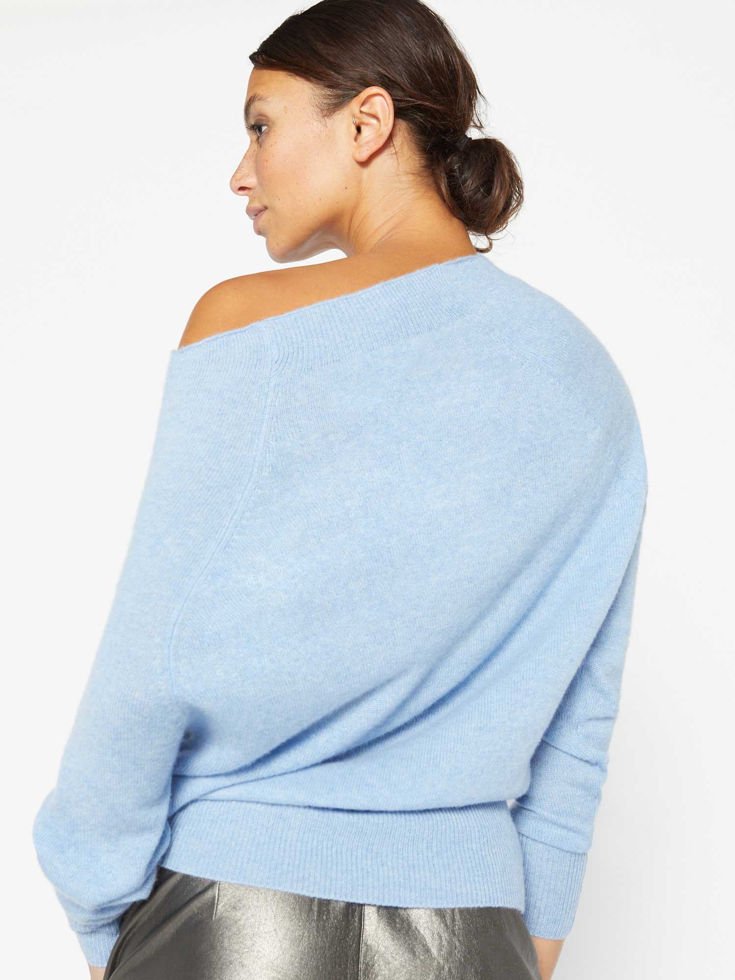 Women s Cashmere Lori Off Shoulder Sweater Blue