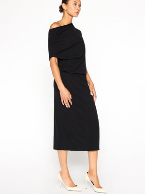 Lori cashmere sleeveless midi black sweater dress side view