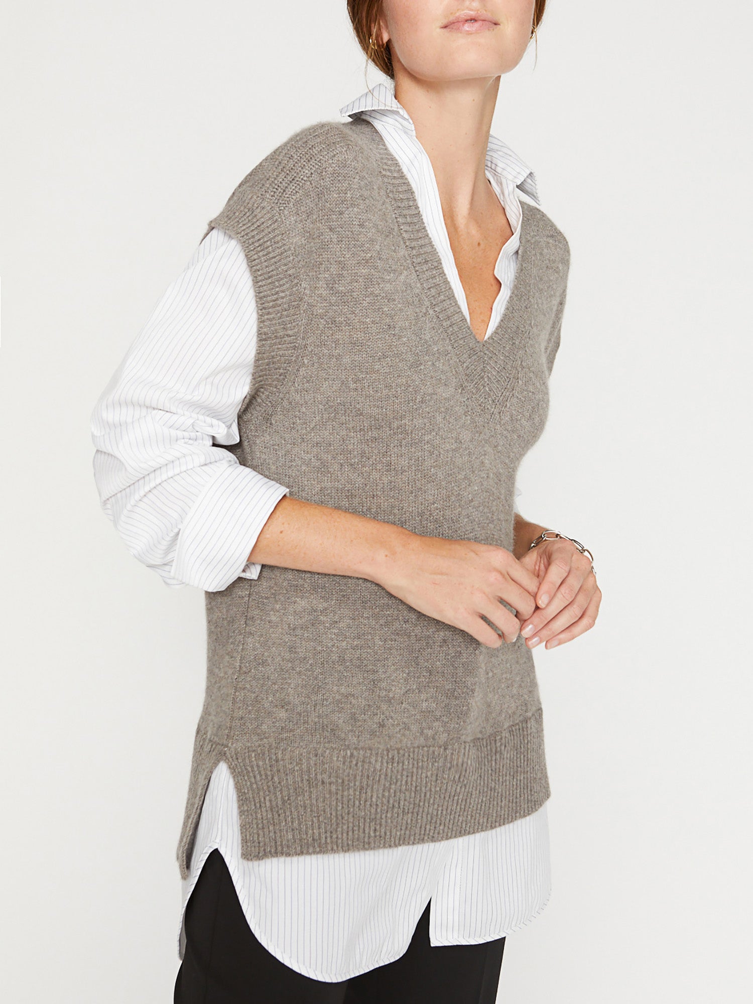 Brochu Walker Women's Nye Vest Layered Looker, Taupe/Stripe
