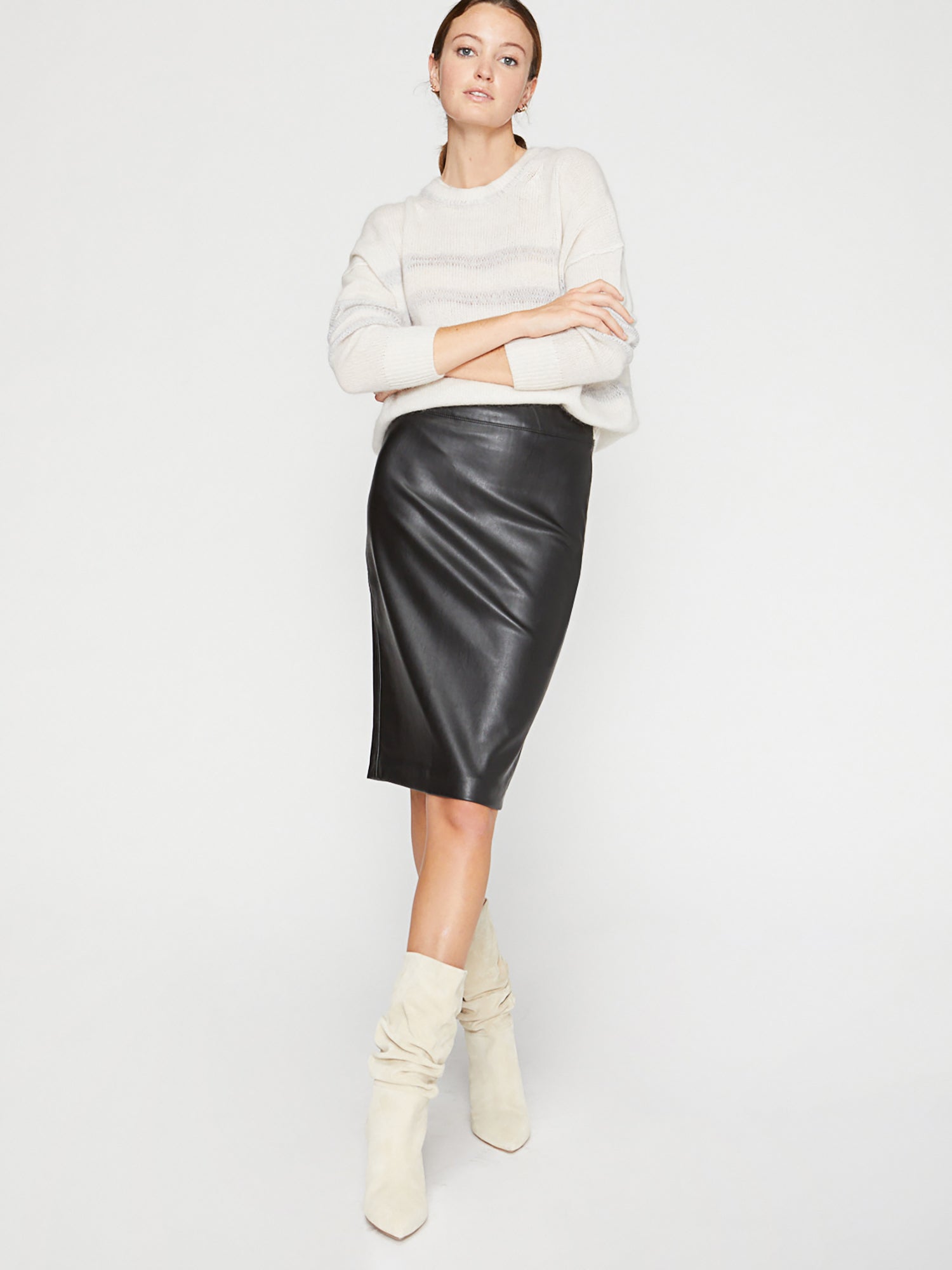 Black vegan clearance leather pencil skirt