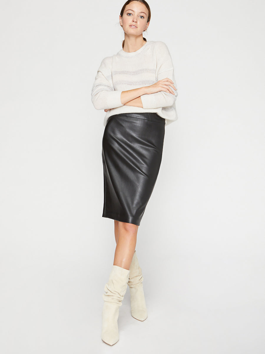 Women's Drew Vegan Leather Skirt in Black Onyx