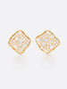 18k Yellow gold pavé diamond stud earrings front view