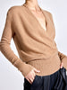 Phinneas cashmere v-neck blue tan sweater front view