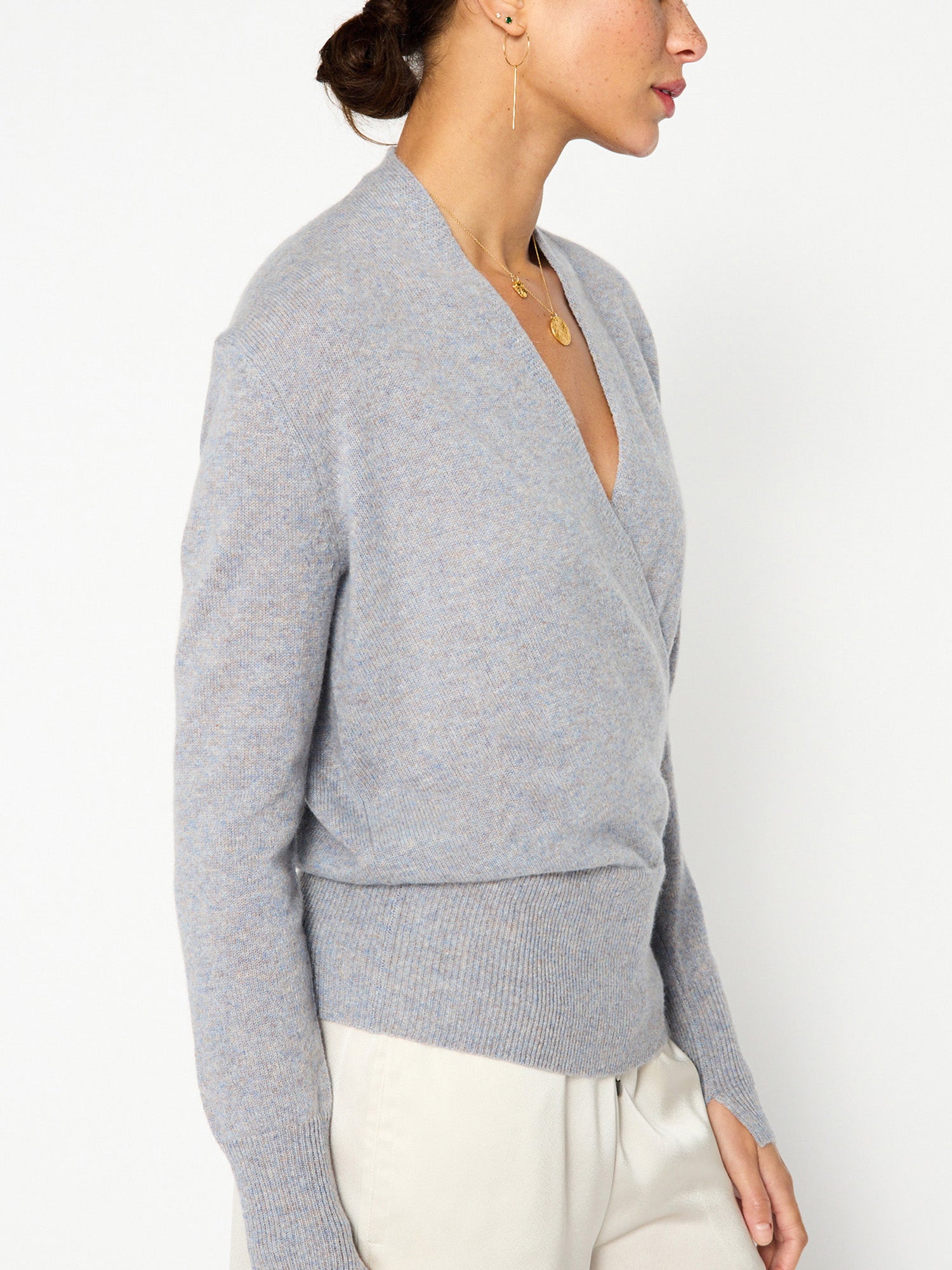 Cashmere wrap with outlet sleeves