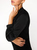 Phinneas black layered woven and knit sweater side view 2