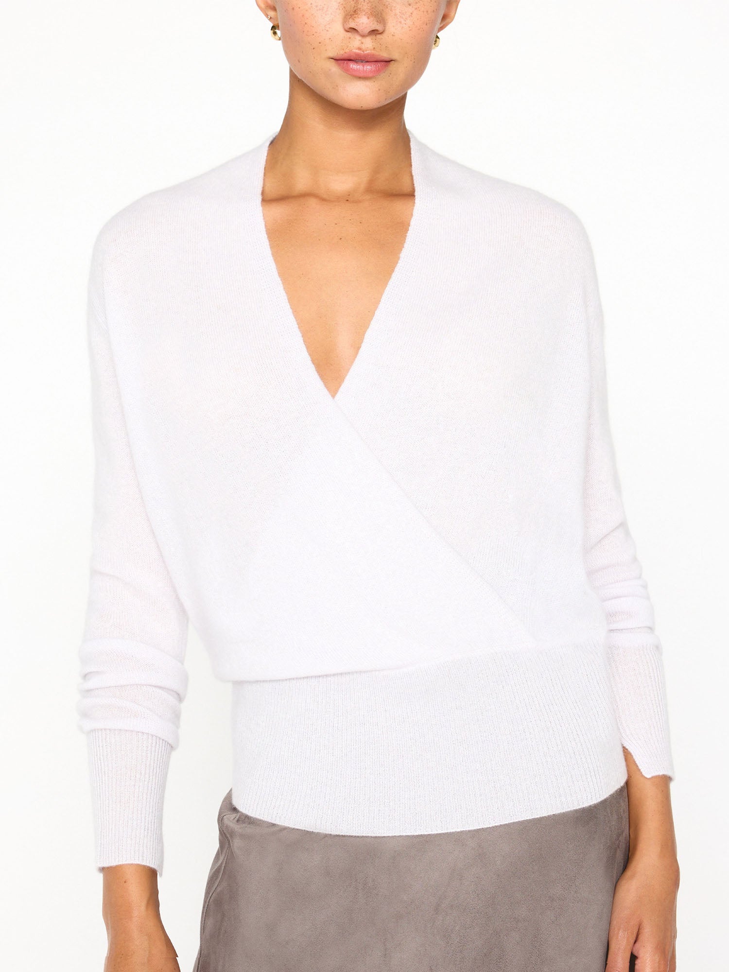 White cashmere 2025 wrap sweater