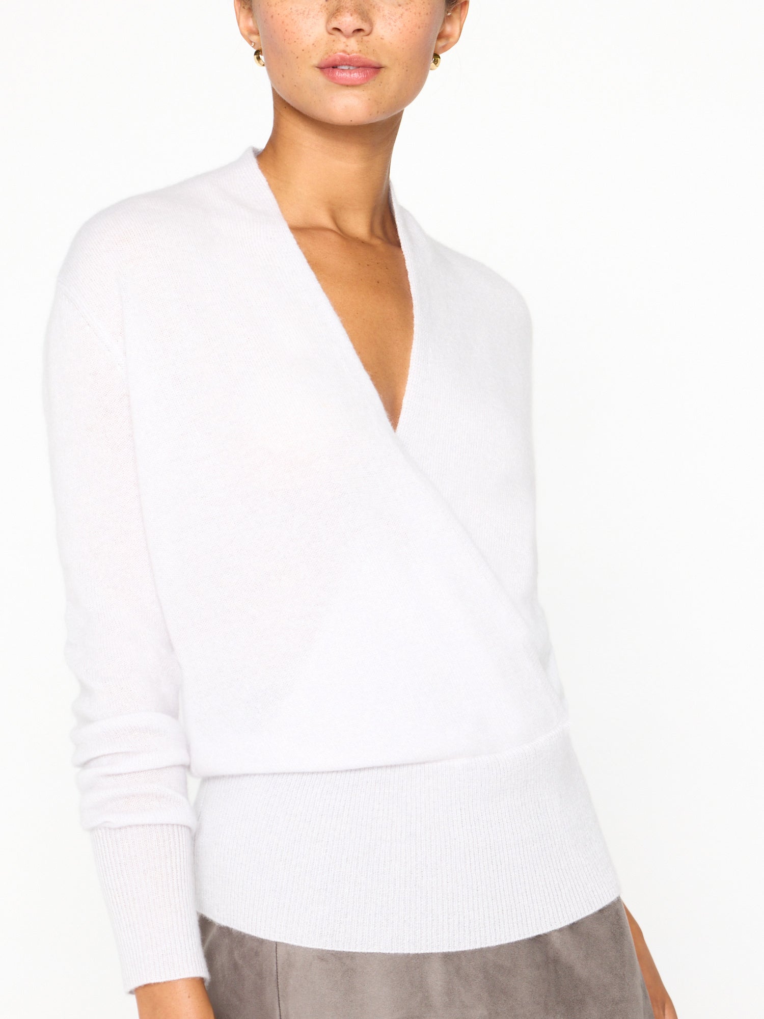 White cashmere 2025 wrap sweater