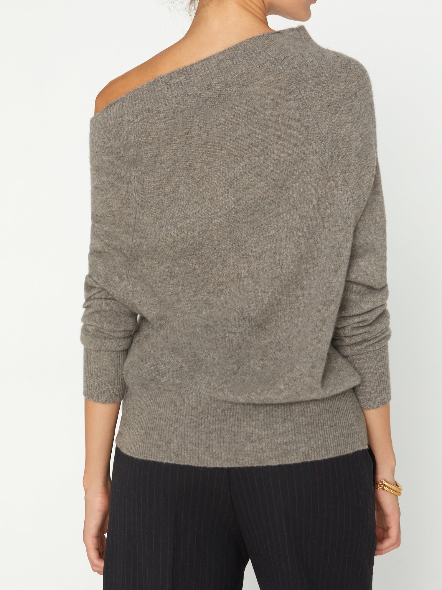 Women s Cashmere Lori Off Shoulder Sweater Otter Melange