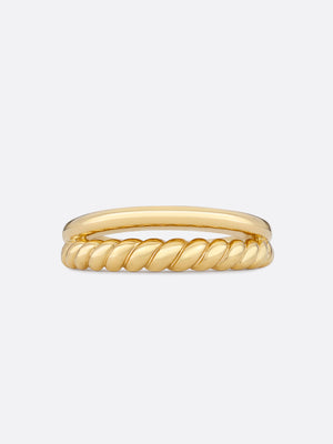 18k Yellow gold duo band ring front view