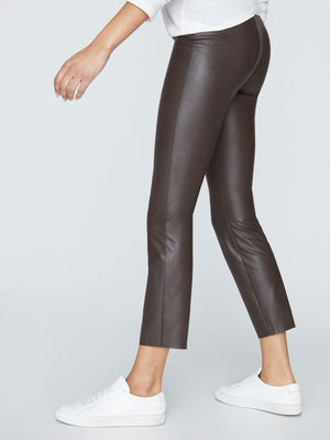 Juniper brown cropped vegan leather pant side view 2