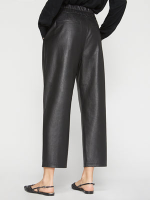 Fiera black vegan leather cropped pant back view