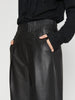 Fiera black vegan leather cropped pant close up