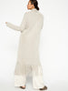 Thela light grey fringe cashmere wool duster cardigan back view