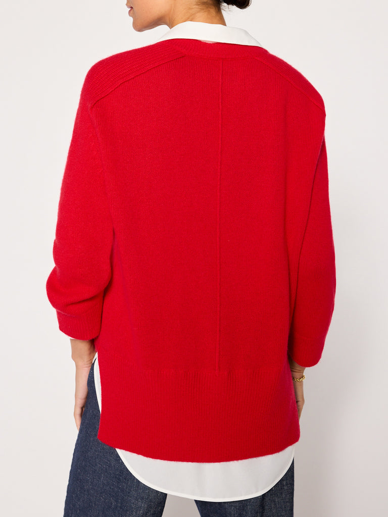 Women's Looker Layered V-Neck in Rouge