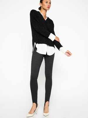 Looker black multi layered v-neck sweater full view