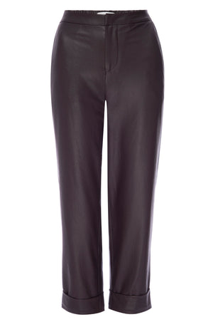 Westport brown vegan leather cropped pant flat view