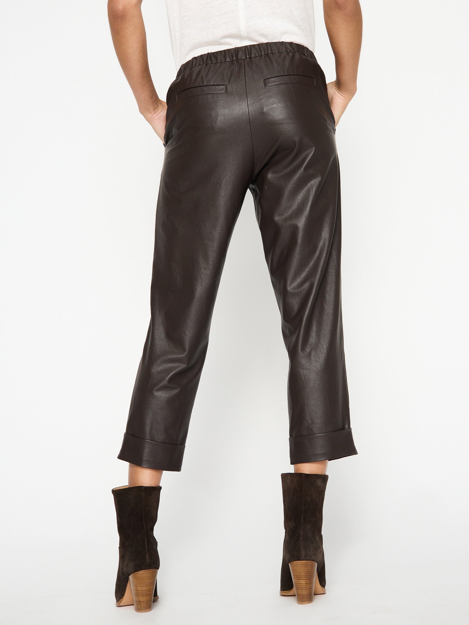 Ladies Faux Leather Wide Leg Pants-TB4518