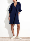 Amaia navy longsleeve mini dress  front view 2