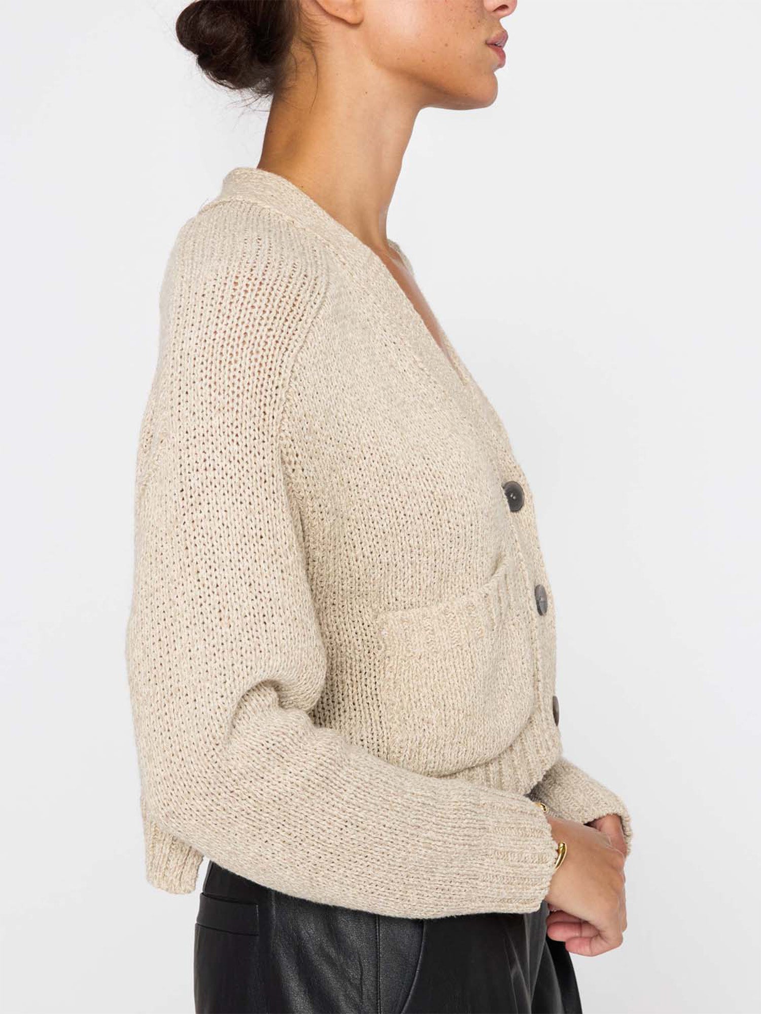 Brochu Walker Women's Linen/Cotton Cropped Cardigan, Beige