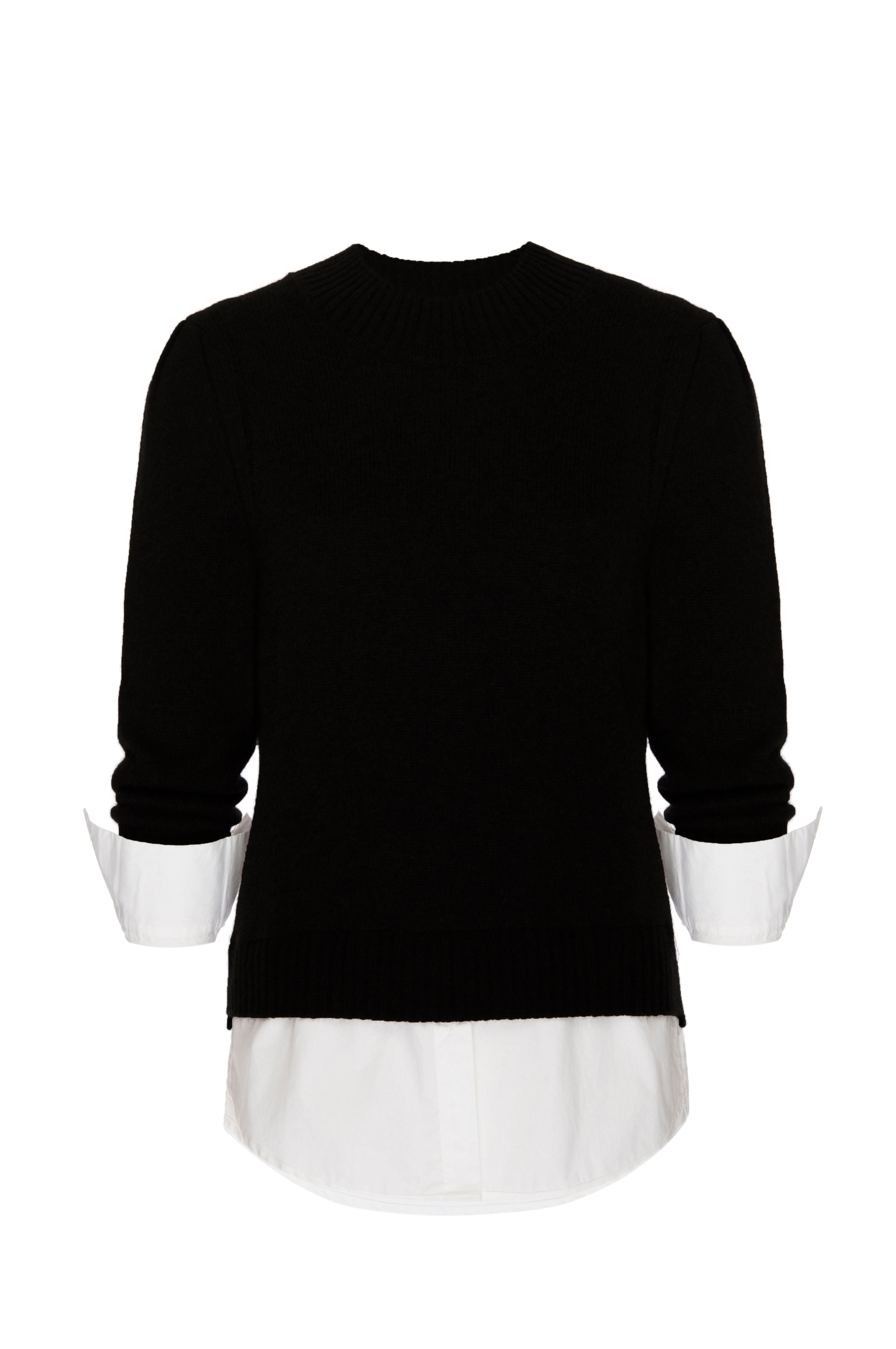 Women s Eton Layered Crew Looker Black White