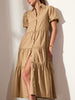 Havana tiered midi dress tan front view