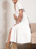 Havana tiered midi dress ivory side view