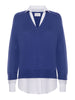 Looker blue layered v-neck sweater flat view