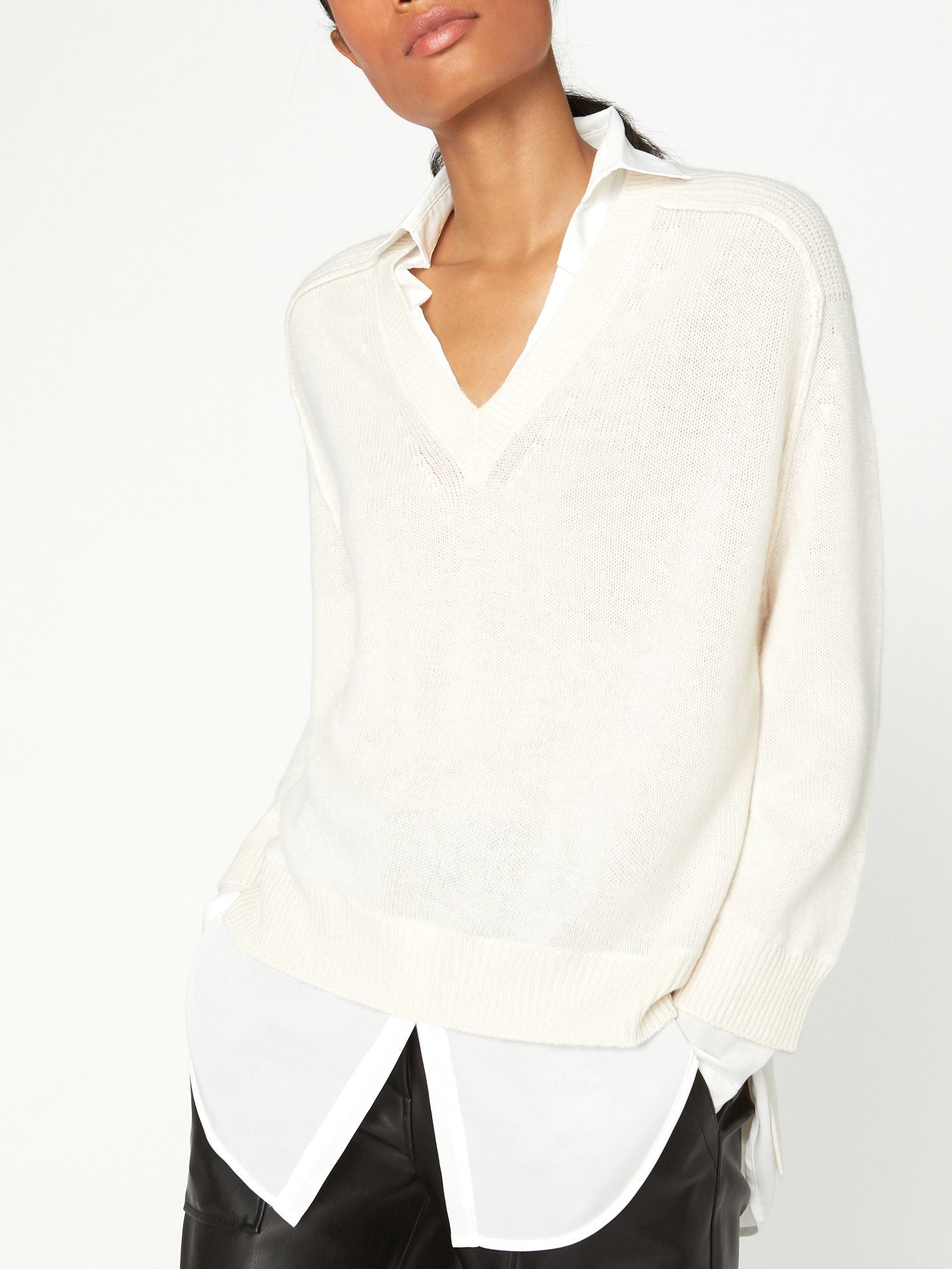 Brochu walker v neck layered outlet sweater