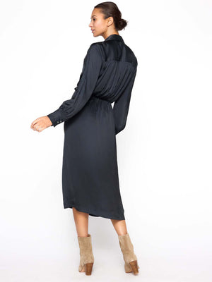 Madsen midi long-sleeve black shirtdress back view