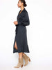 Madsen midi long-sleeve black shirtdress side view