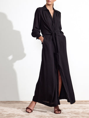 Madsen maxi long-sleeve black shirtdress front view 3