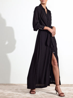 Madsen maxi long-sleeve black shirtdress side view