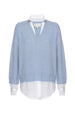 Looker light blue layered v-neck sweater flat view